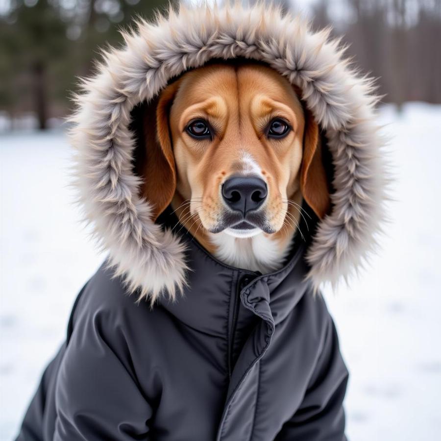 Dog Wearing a Winter Coat for Warmth