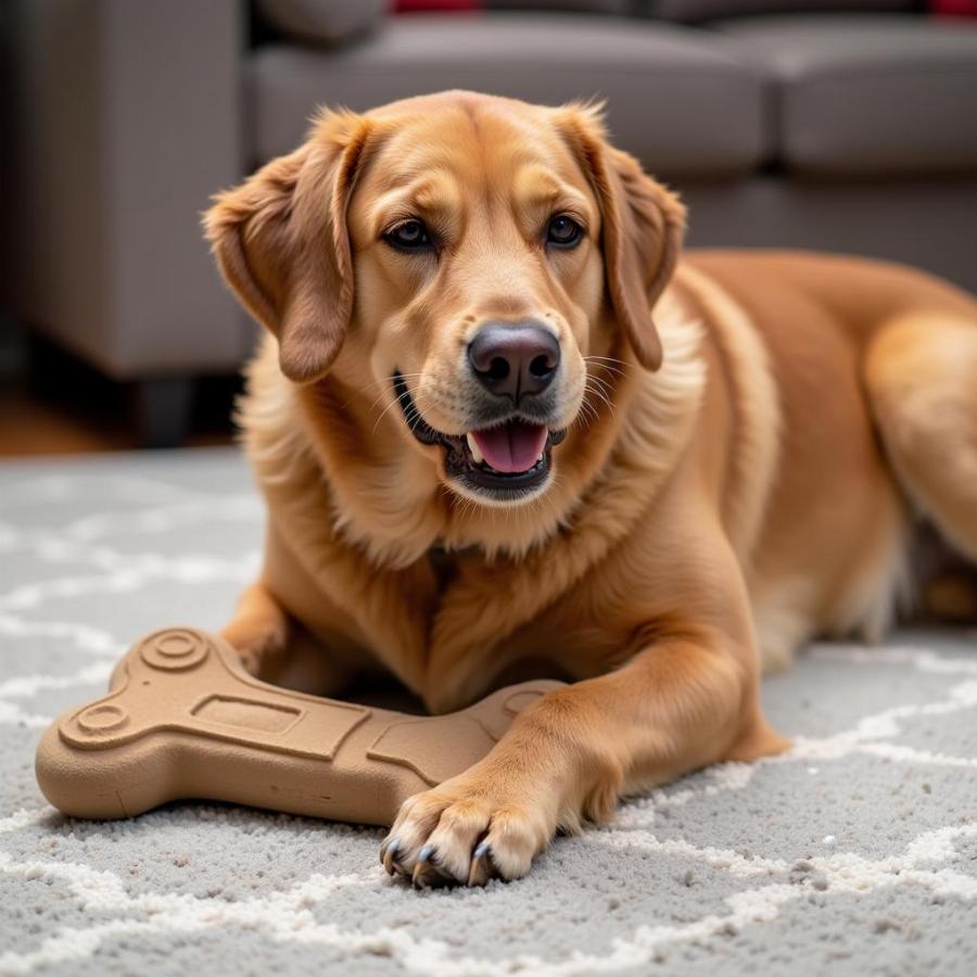 Dog Relaxing with a Chew Toy