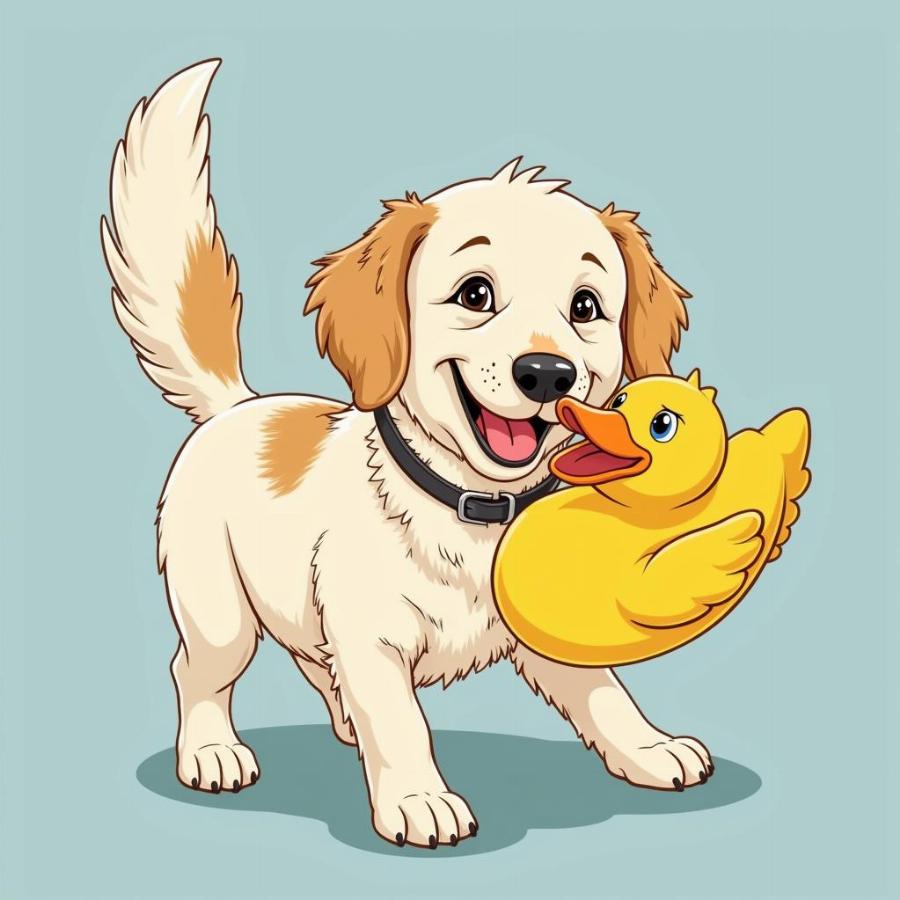 Dog with Duck Decal Illustration