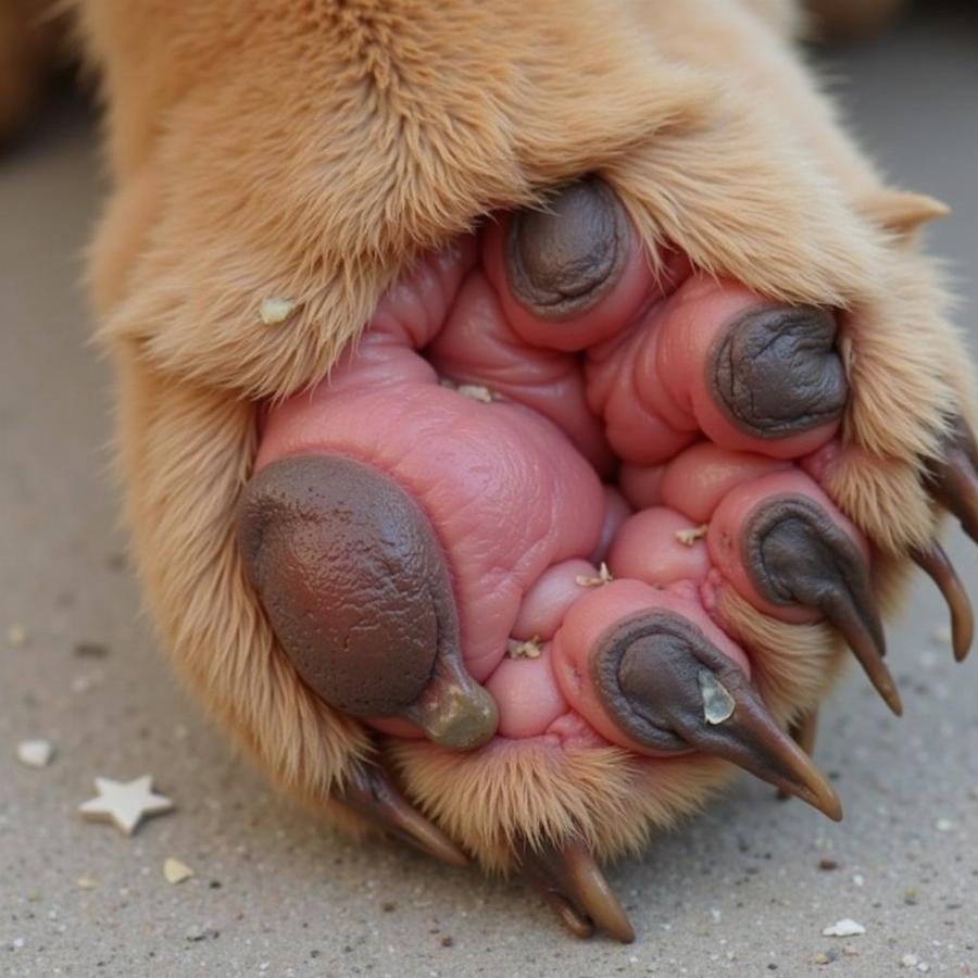 Dog with a swollen and red paw