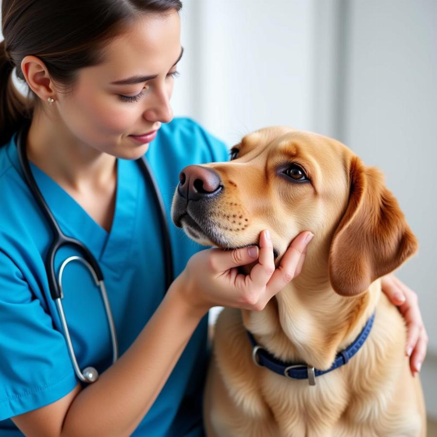 Veterinarian Examining Dog's Nose