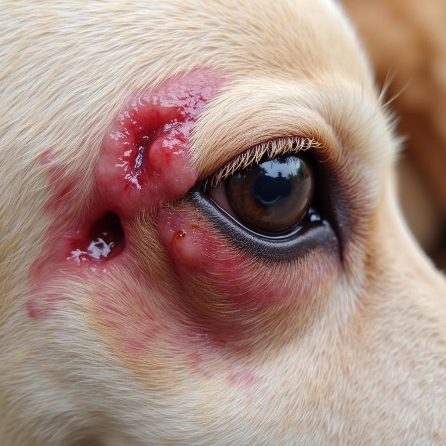 Signs of infection in a dog wound