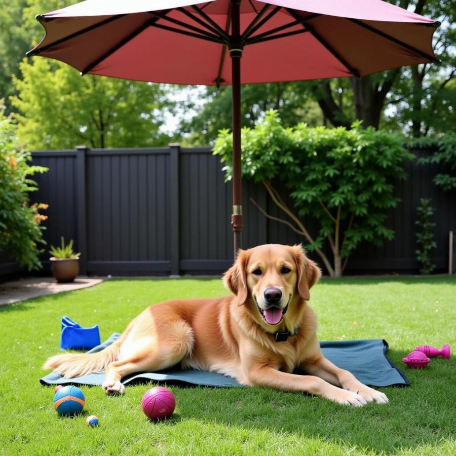 Dog enjoying a shaded area