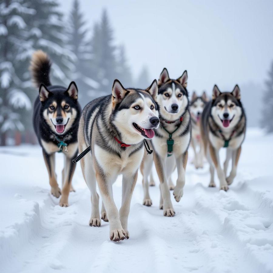 Sled Dogs in Action