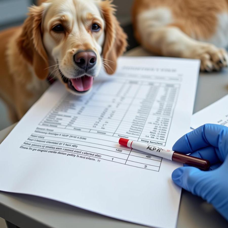 Blood test showing elevated ALP in dogs