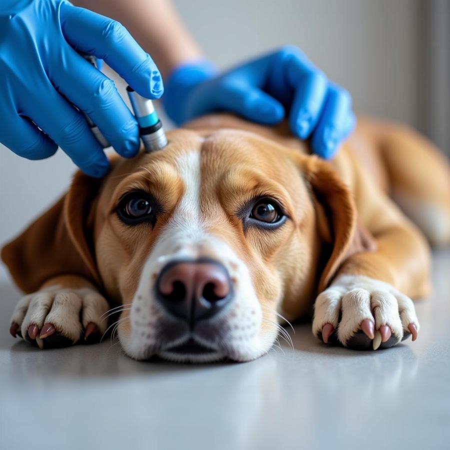 Veterinarian Administering Elspar Injection