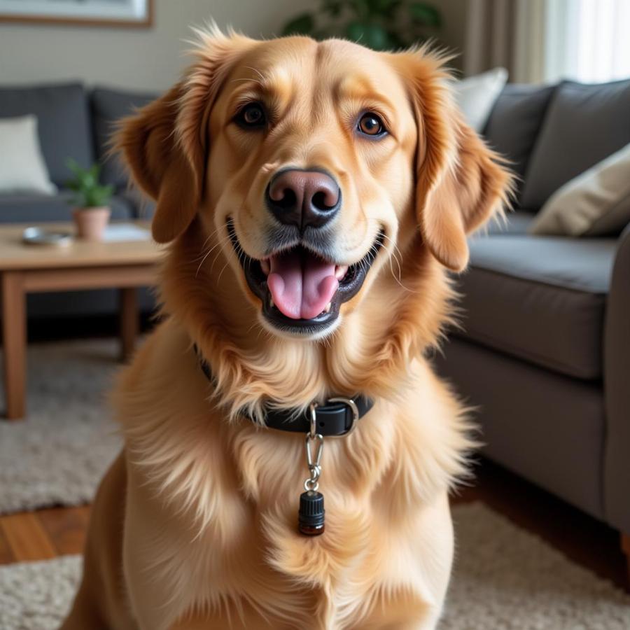 Dog with essential oil flea repellent collar