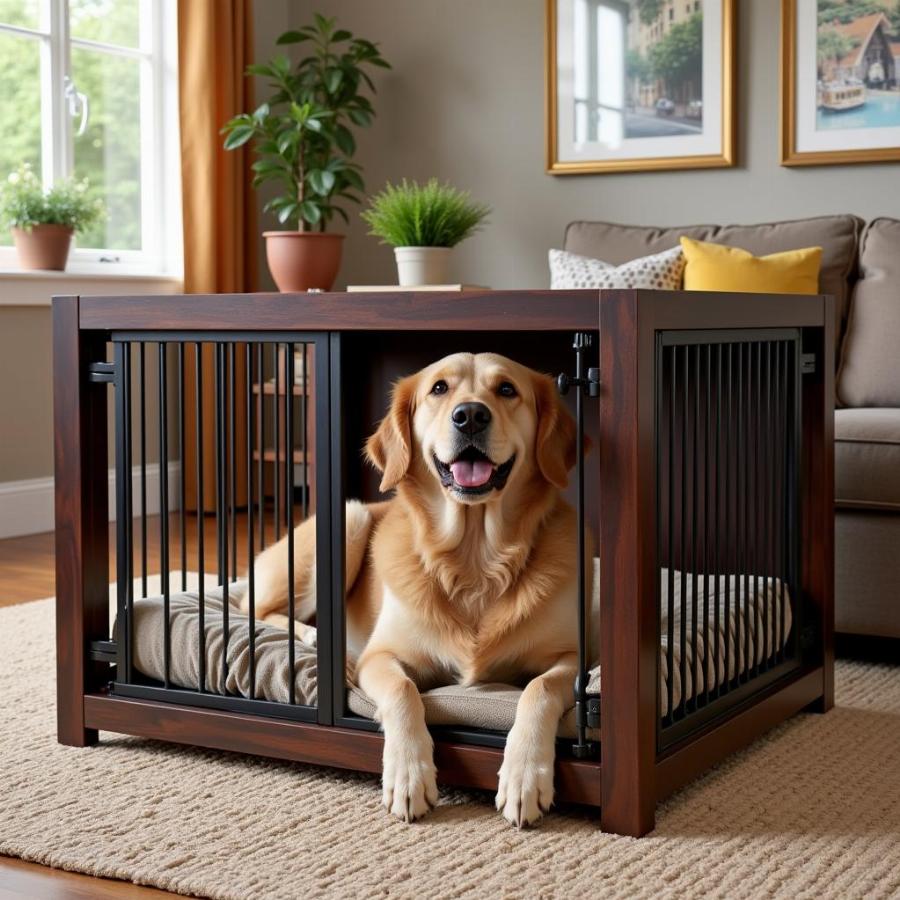 Modern Extra Large Dog Crate in a Living Room