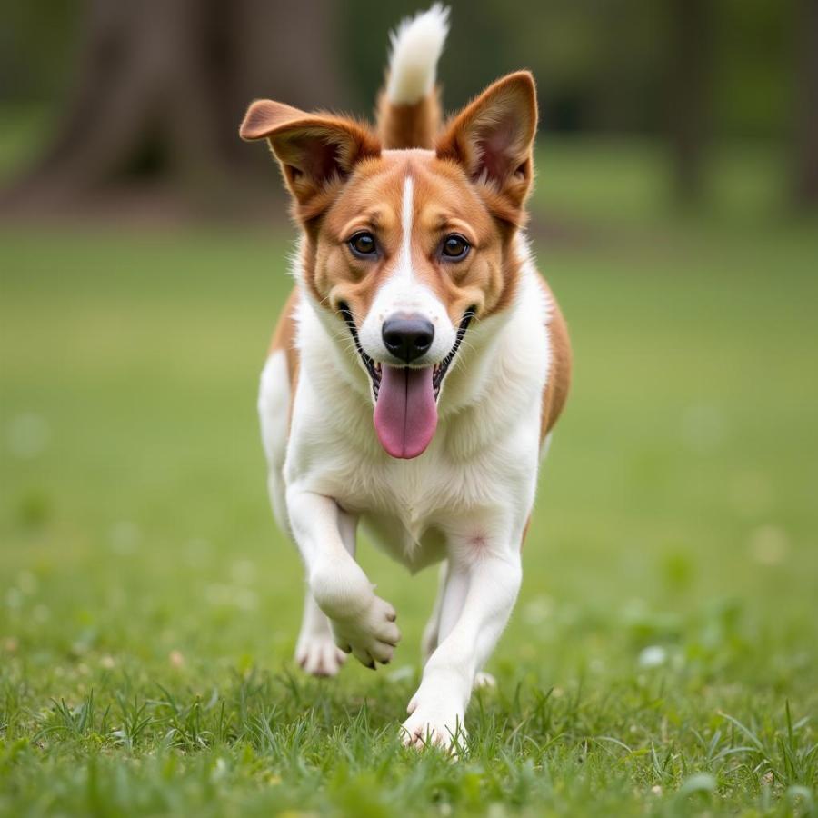 Feist Dog Running Through Field