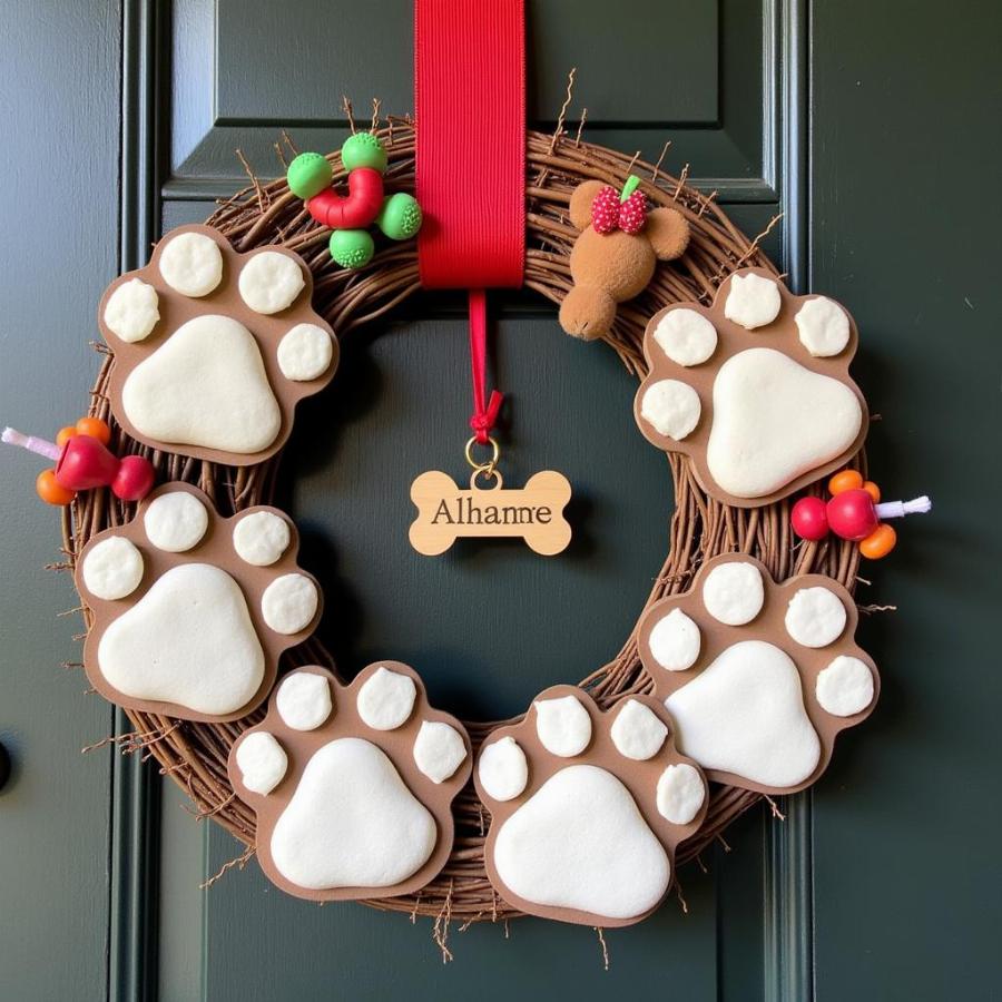 Finished Dog Paw Wreath