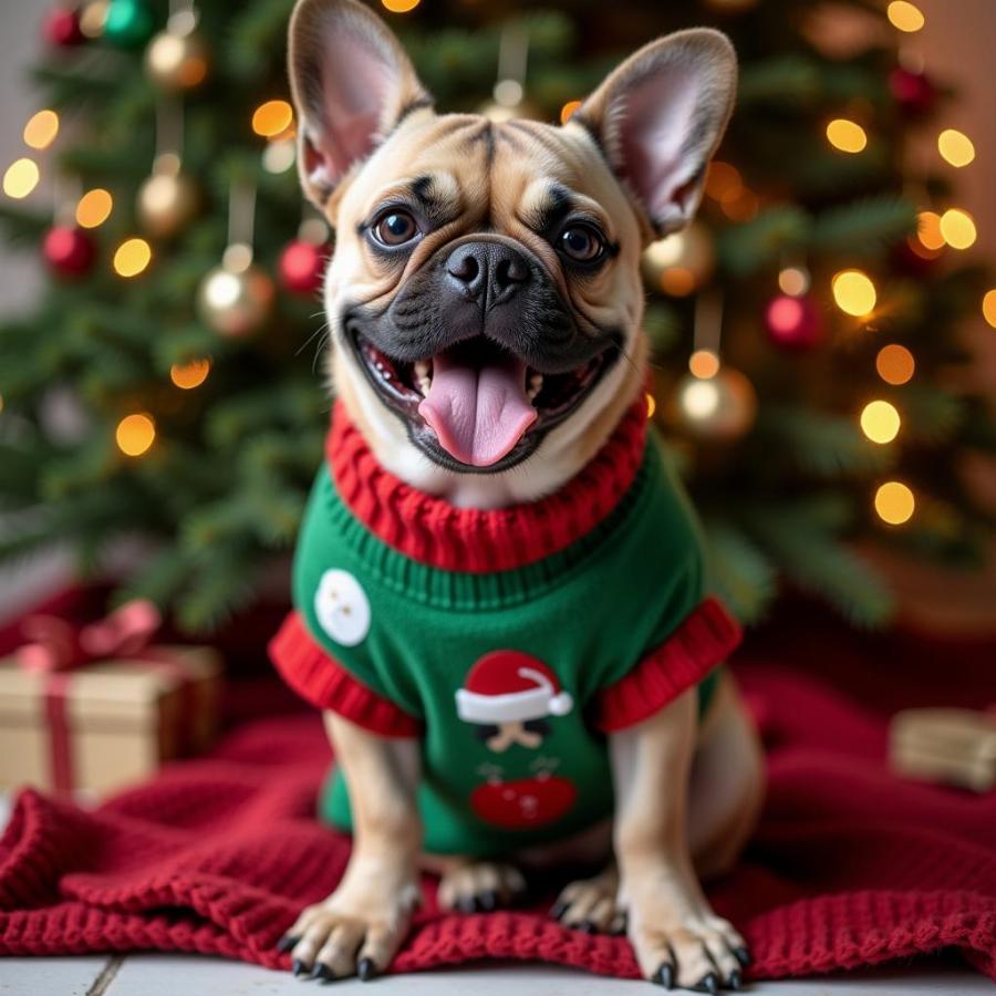 french bulldog wearing festive apparel