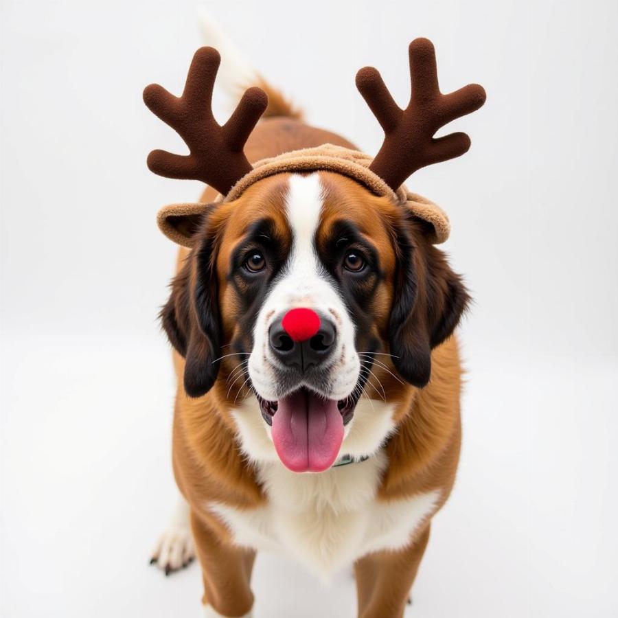 Large Dog in Reindeer Costume