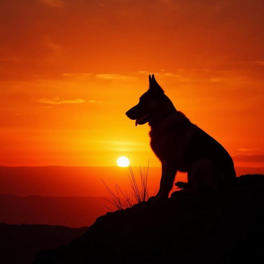 German Shepherd Courage Silhouette Wallpaper