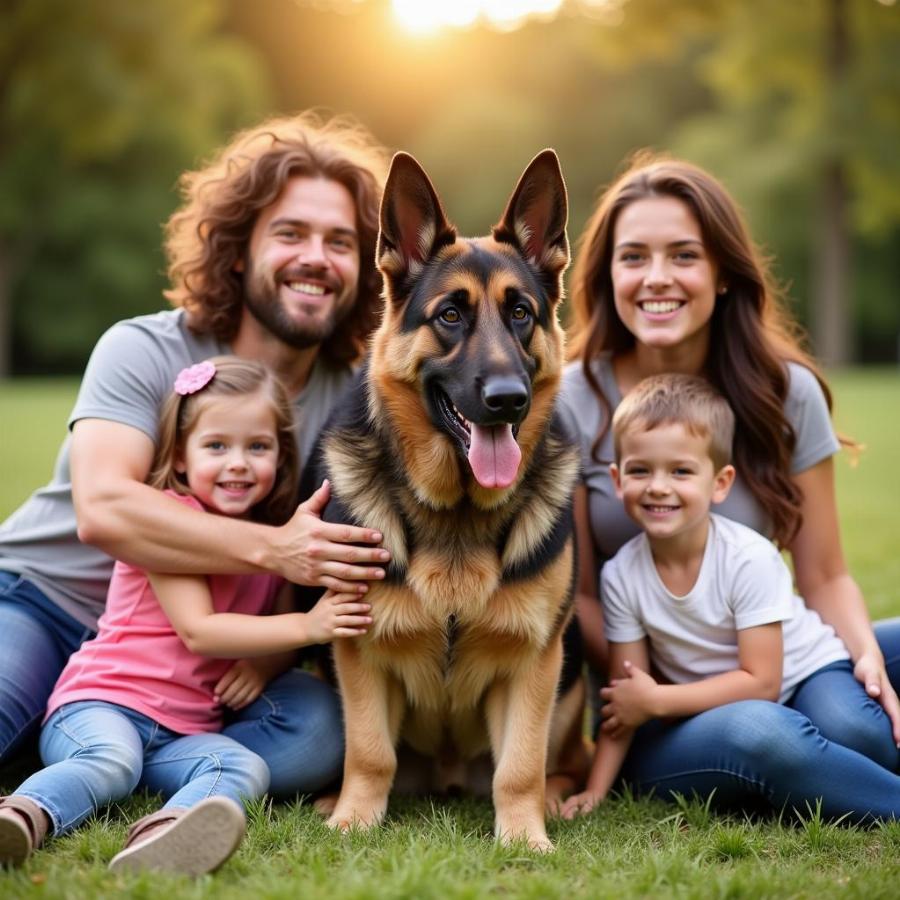 German Shepherd with Family