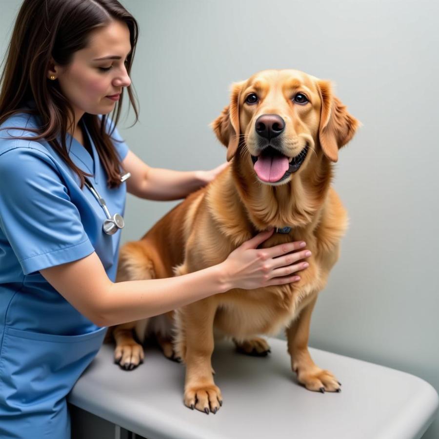 Golden Retriever Undergoing Veterinary Checkup