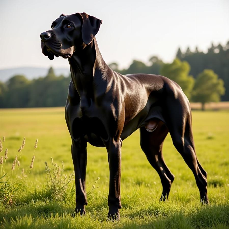 Great Dane standing majestically in a field