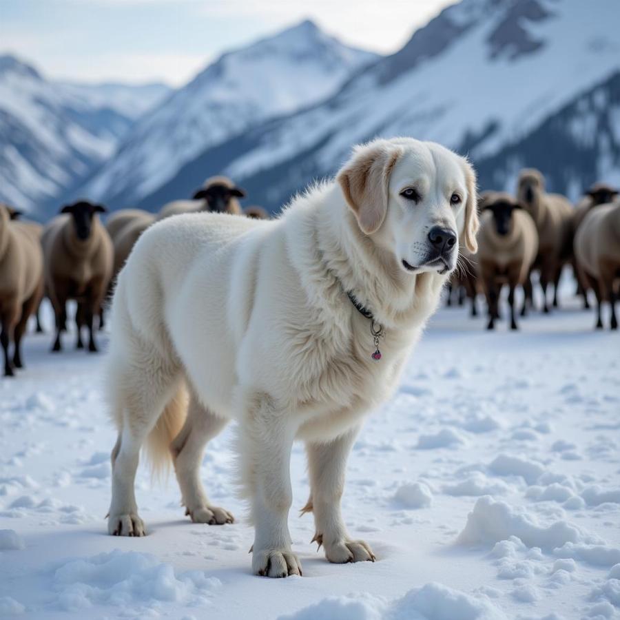 Great Pyrenees Guarding Sheep