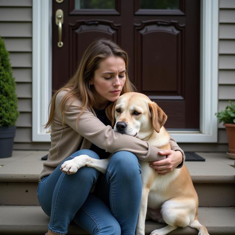 grieving dog owner