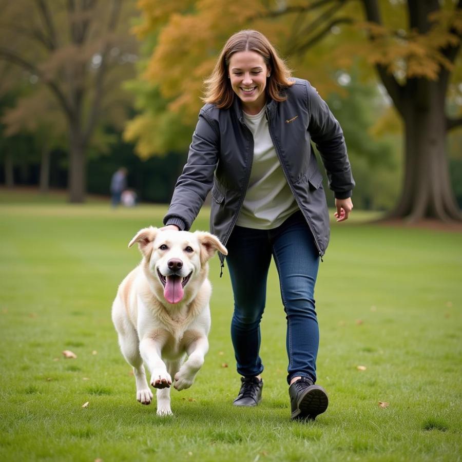 Happy dog and owner