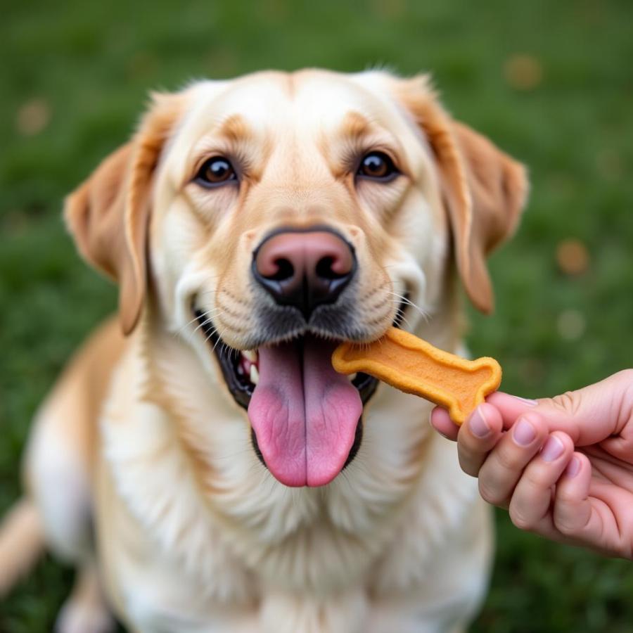 Happy Dog Enjoying a Treat