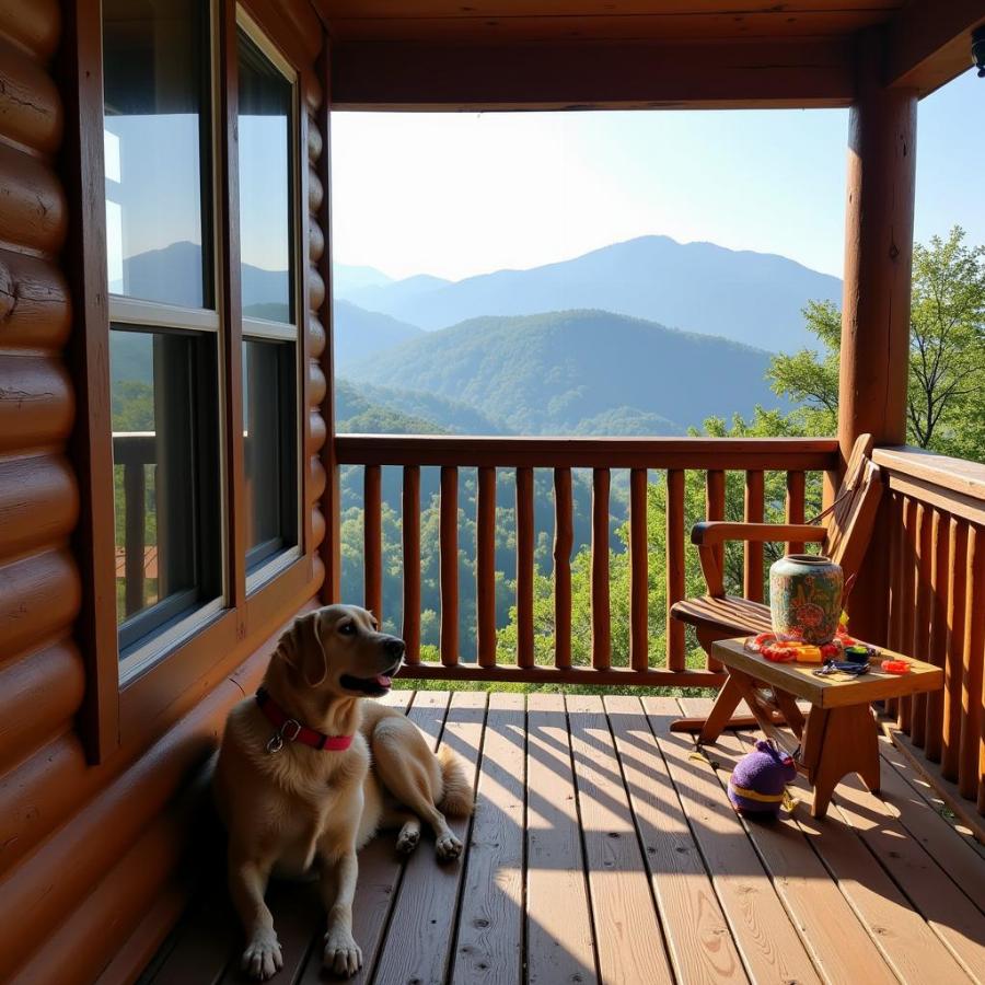 A happy dog enjoying their stay in a Gatlinburg cabin