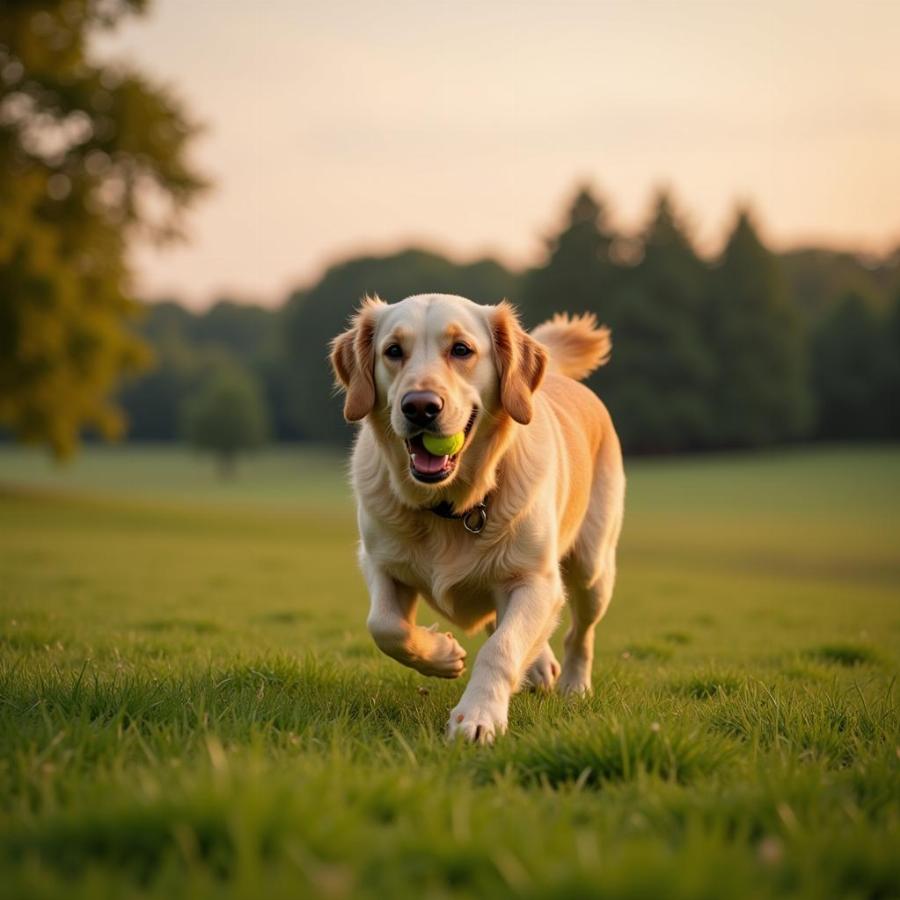 Happy Dog Playing Fetch