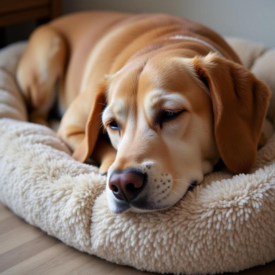 A Contented Canine Enjoying Their Lazy Boy Dog Bed