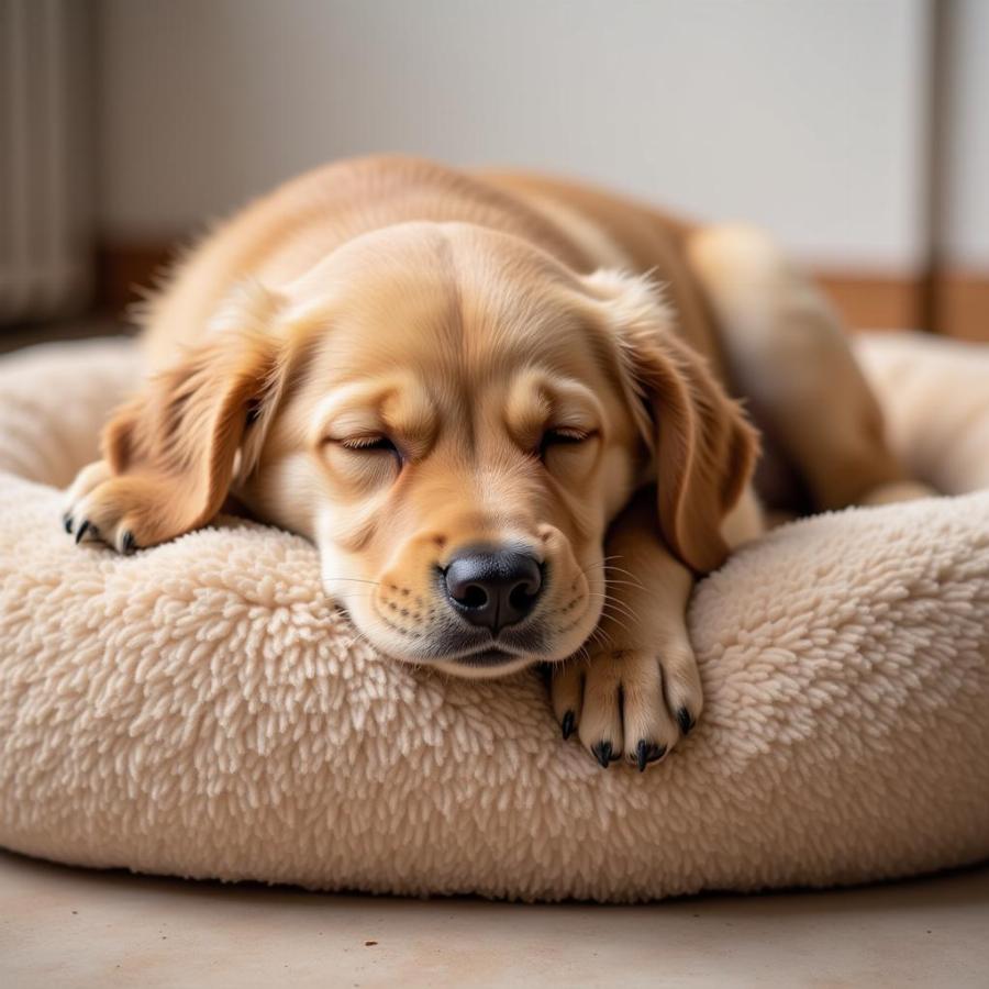 A Content Pup Enjoying a Luxury Bed