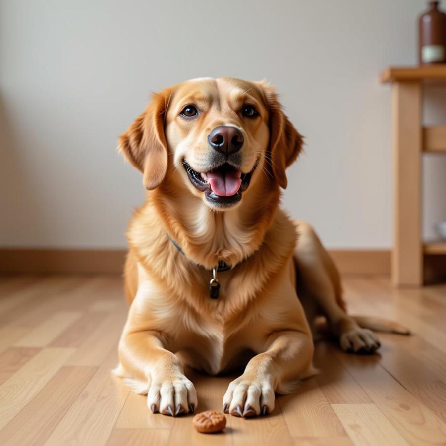 Happy dog enjoying safe dog treats