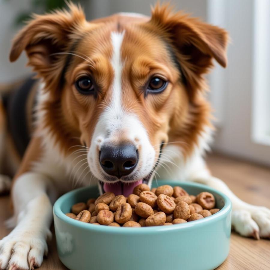 Healthy Dog Eating a Balanced Meal