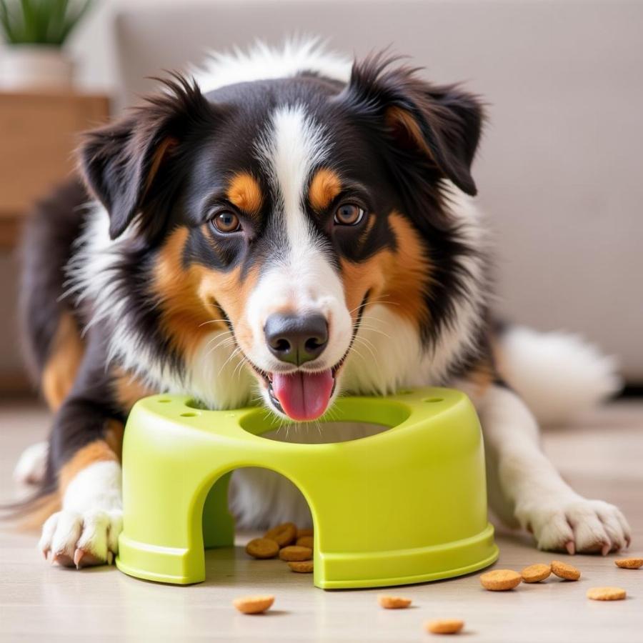 Herding Dog Solving a Puzzle Toy