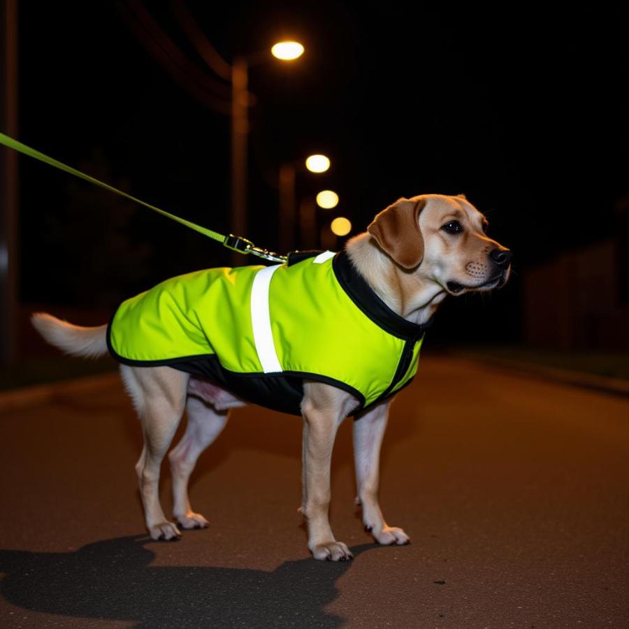 Dog Walking at Night with High Vis Jacket