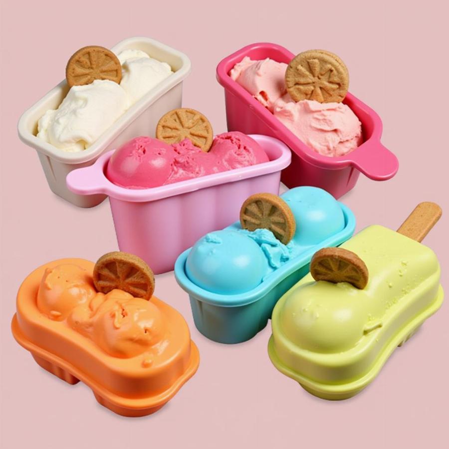 Homemade dog ice cream in various molds