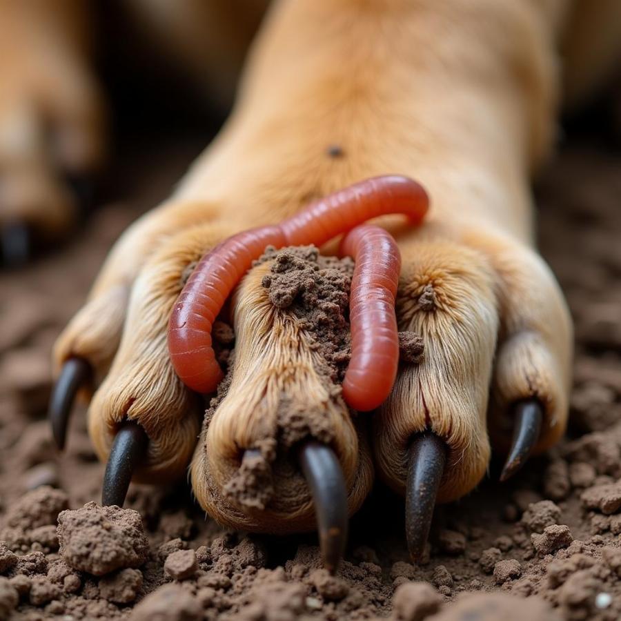 Hookworm Larvae Penetrating Dog's Paw