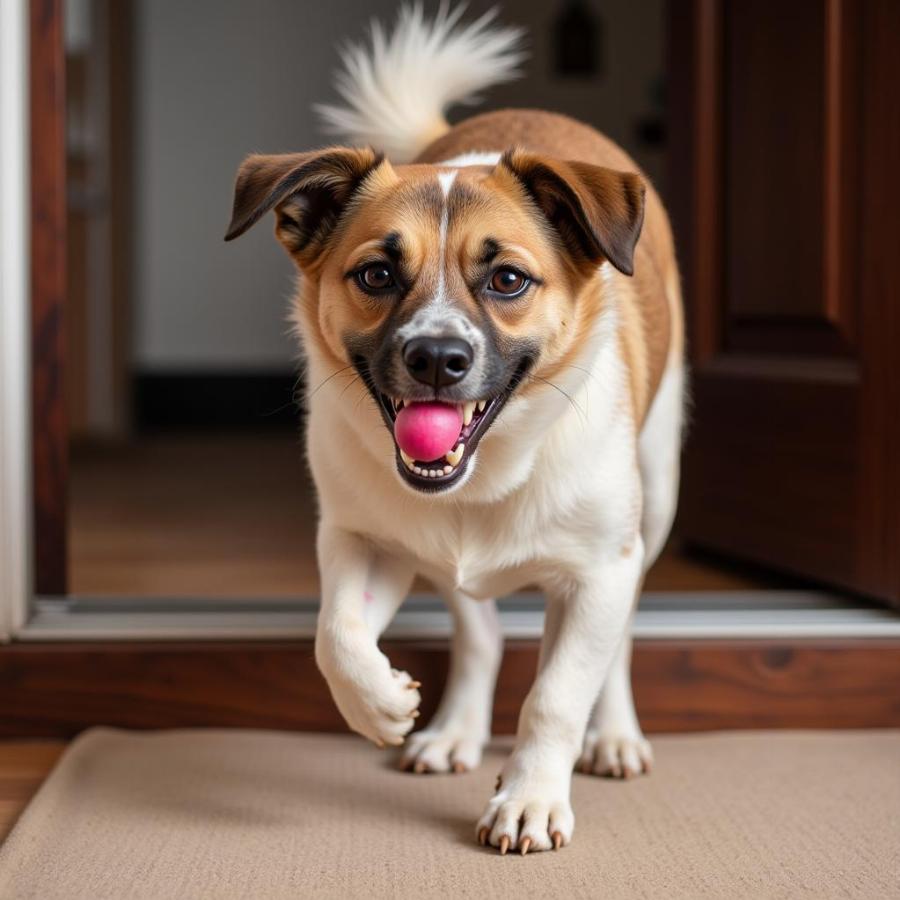 Playful Pup Embracing the "Hostess Devil Dog" Spirit