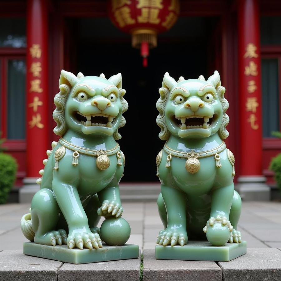 Jade Foo Dogs Guarding Entrance