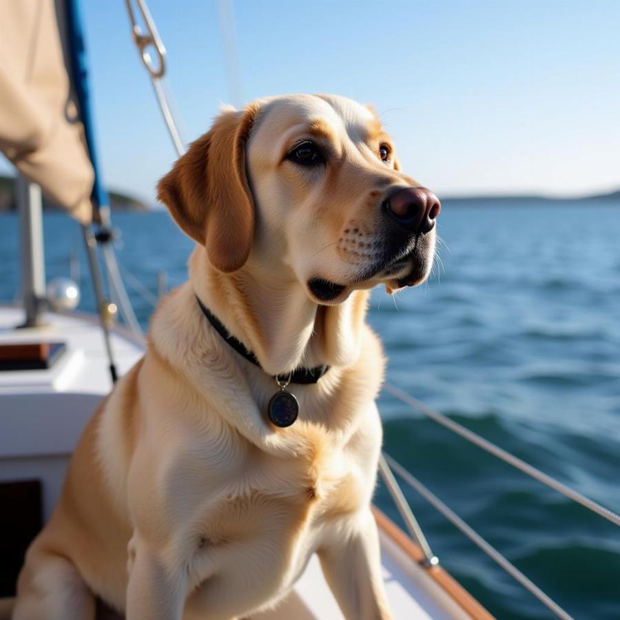 Labrador Retriever on a Boat