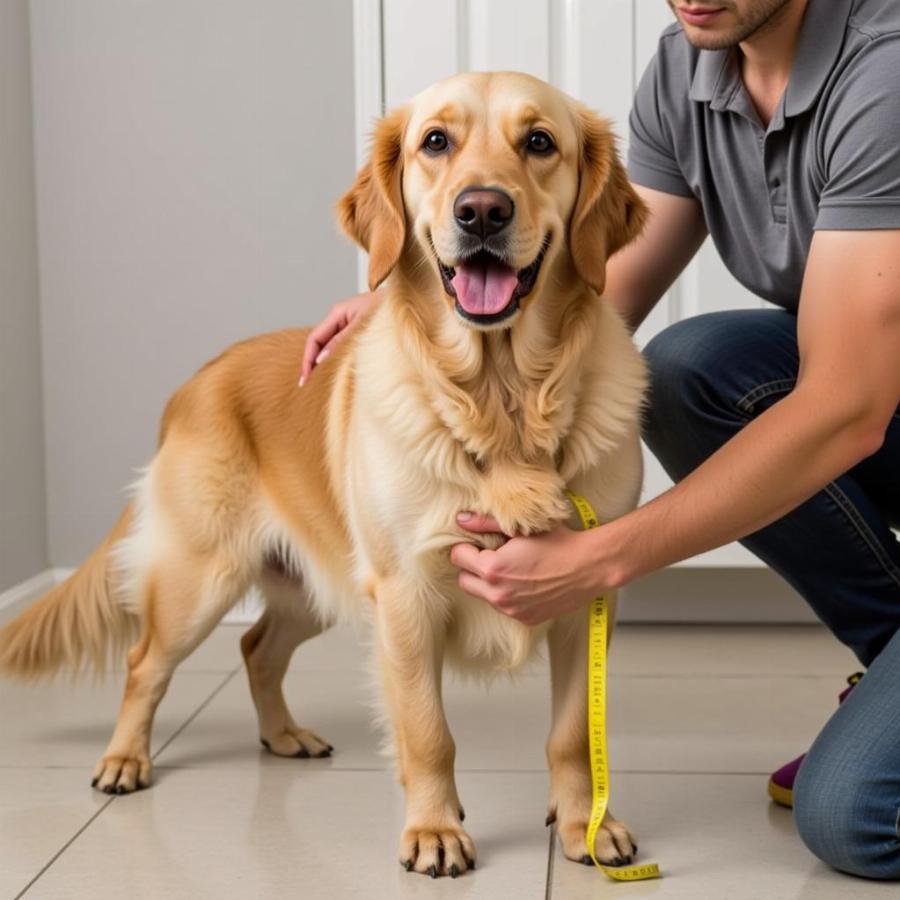 Measuring a Large Dog for a Costume