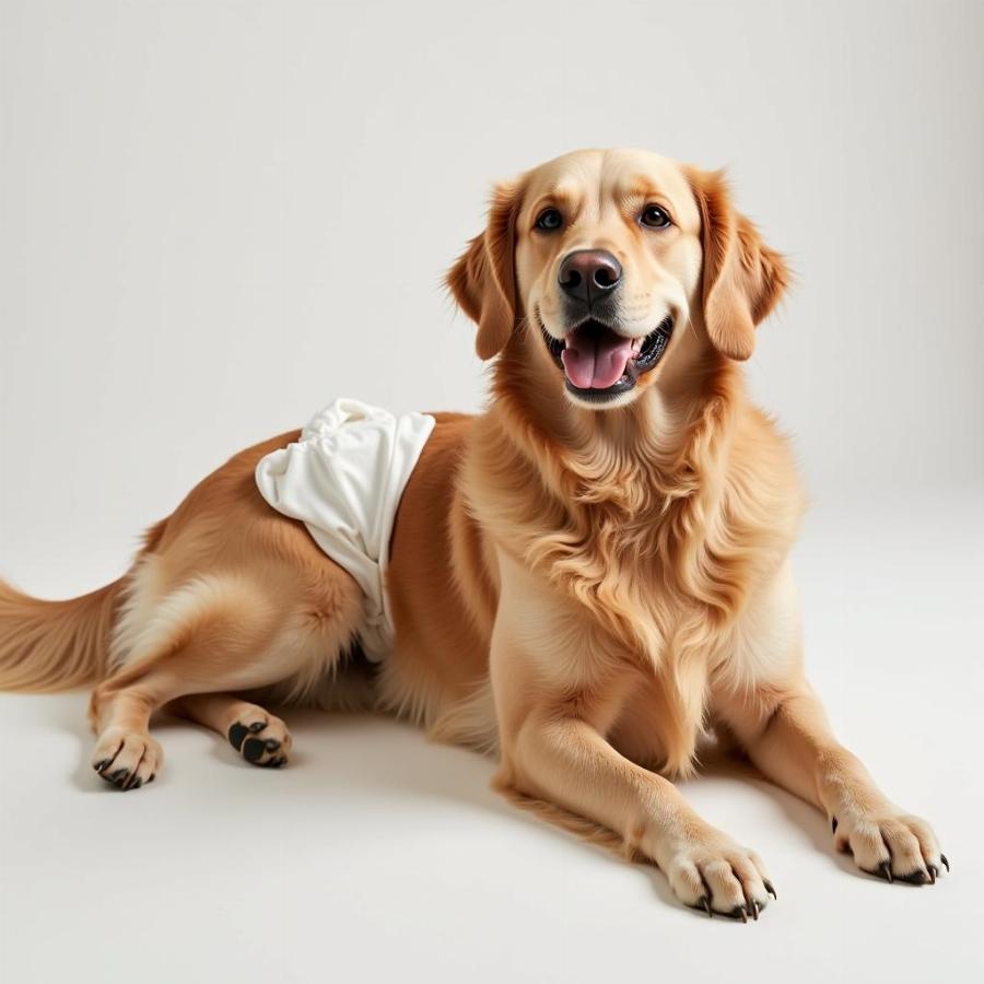 Large Dog Comfortable in a Diaper