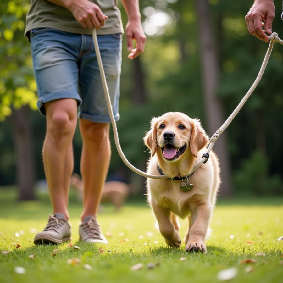 Dog on Leash During Walk