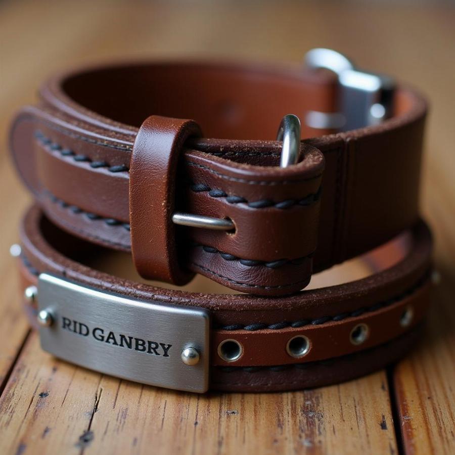 Elegant Leather Dog Collar and Bracelet