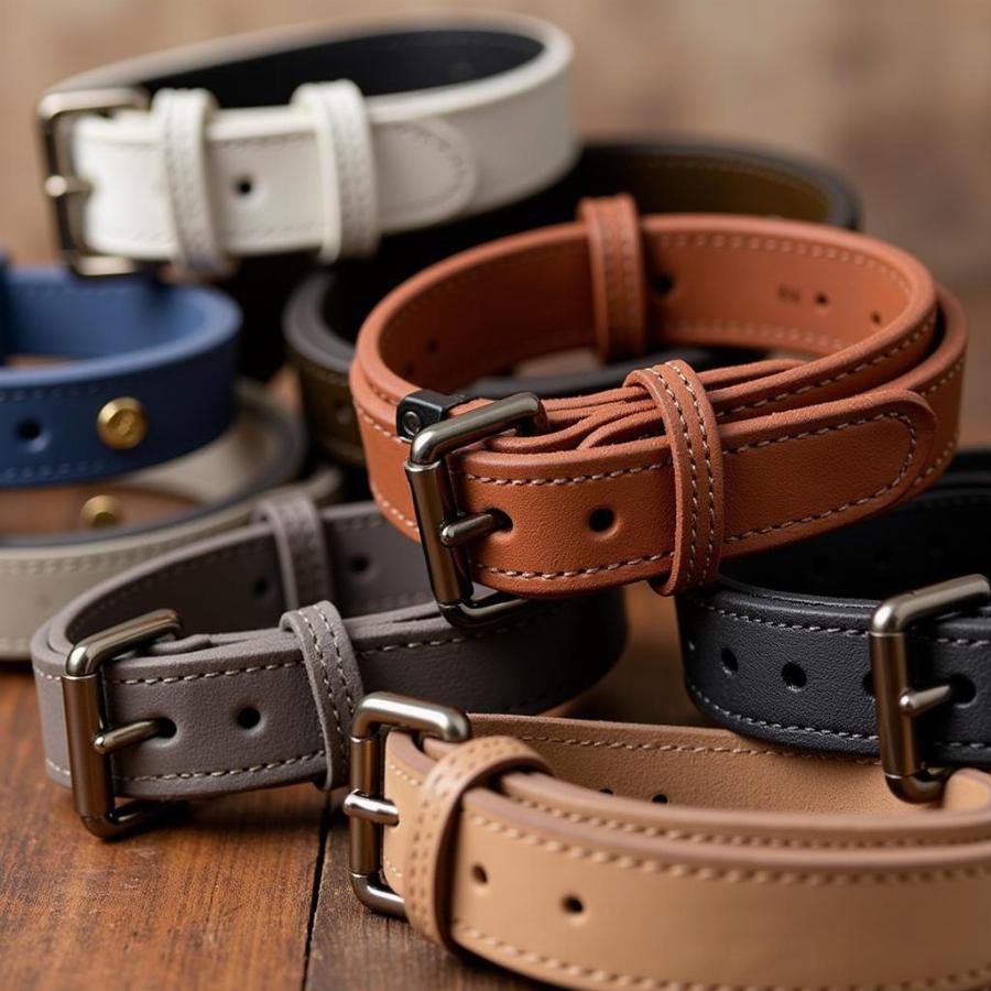 Leather Dog Collars with Buckles