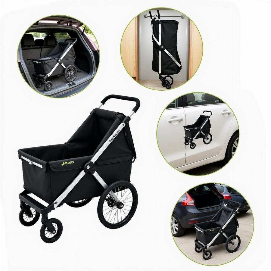 Lotus Dog Stroller Wagon Folded for Compact Storage