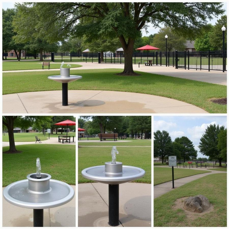 Lowry Dog Park Amenities: Water fountains, benches, and separate areas for large and small dogs.