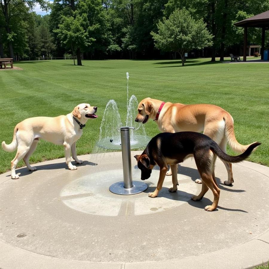 Dogs Taking a Water Break at Lyon Oaks Dog Park