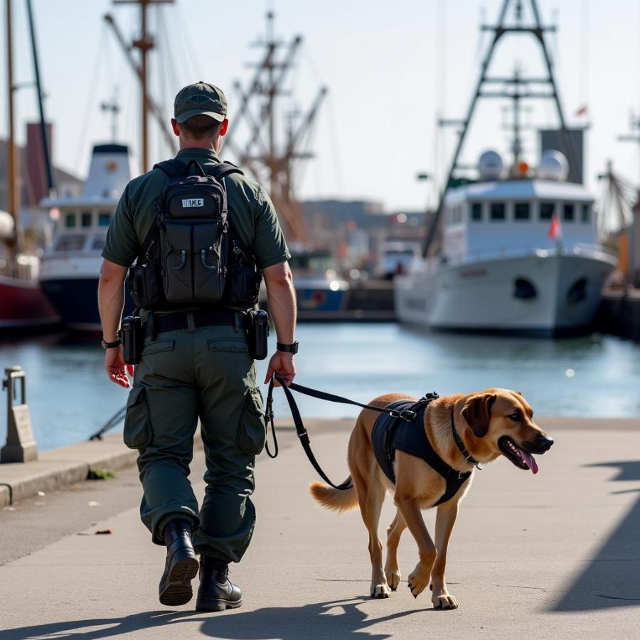 Marine Dog Team on Patrol