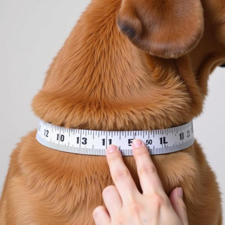 Measuring a dog's neck for a collar size