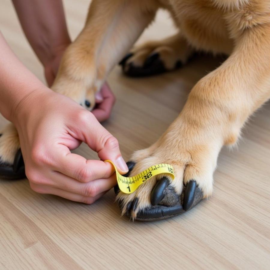 Measuring Dog Paw for Shoes