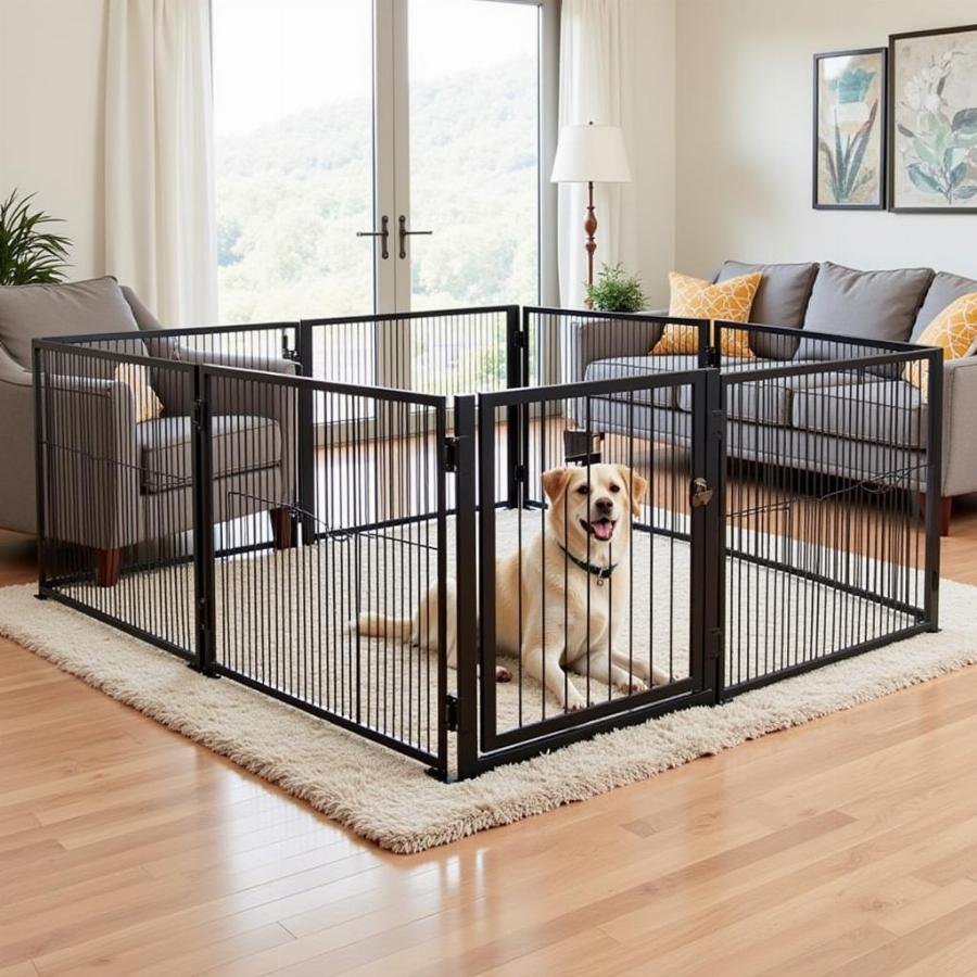 Metal Dog Pen with Adjustable Panels