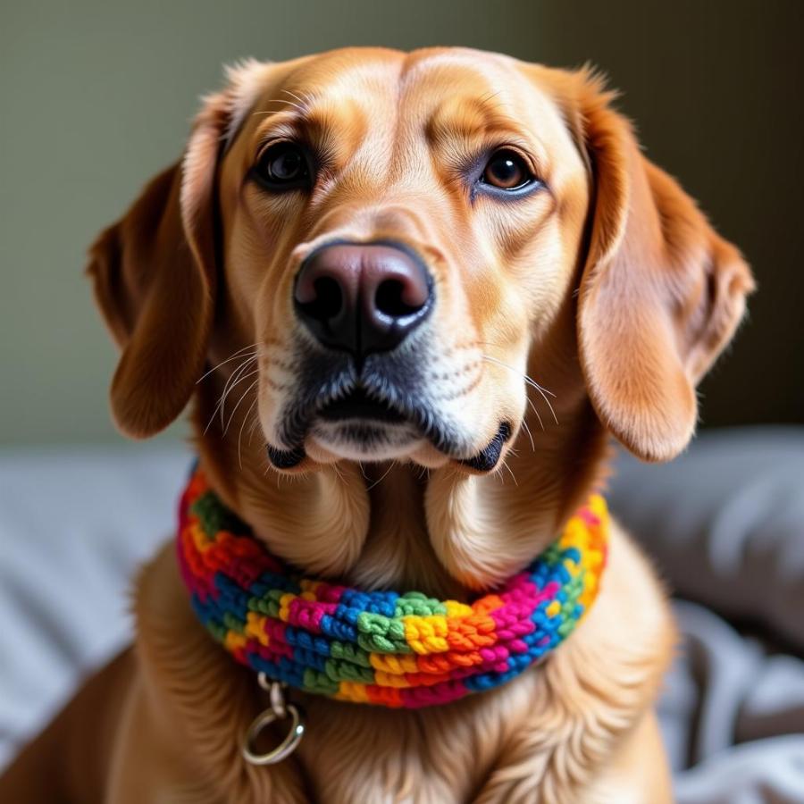 Mexican Dog Collar with Colorful Woven Patterns